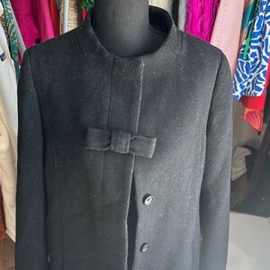 J. Crew Black Women's Cape Coat with Bow Detail